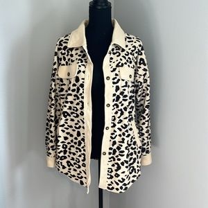 Leopard Corduroy Shirt Shacket Jacket